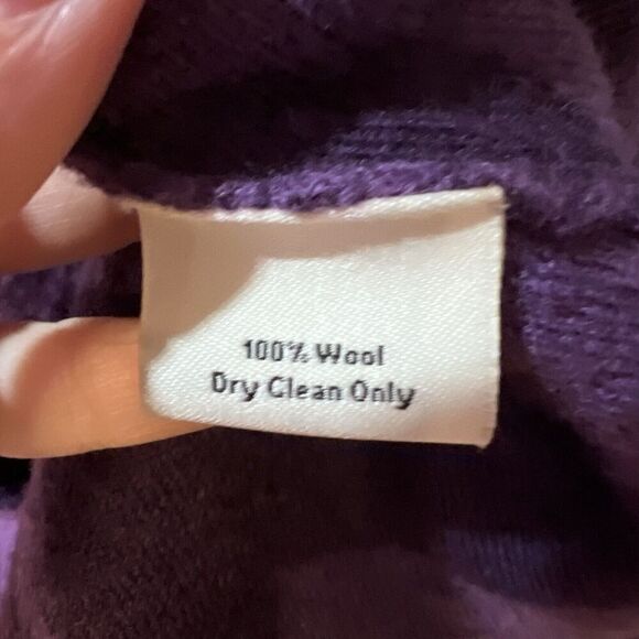 Neve Valerie Wool Jacket Large  Leaf Print Toggle Collared Preppy Purple - Picture 7 of 8